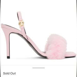 Versace Jeans Couture Pink Fur Emily Heeled Sandals Sz 36
